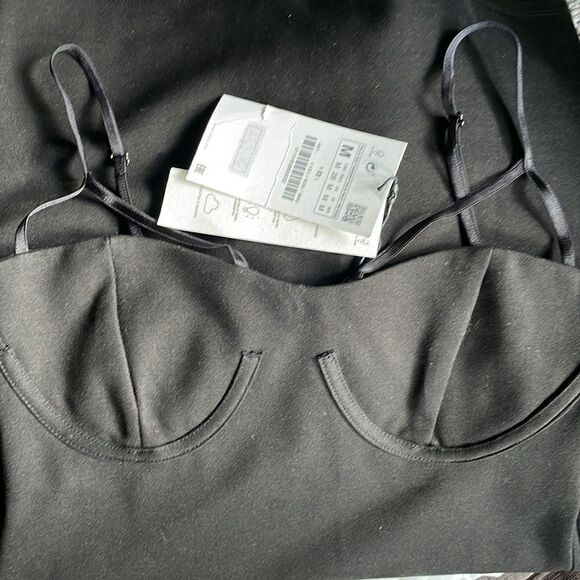 NWT ZARA Bustier Little Black Bodycon Dress M - Picture 5 of 7